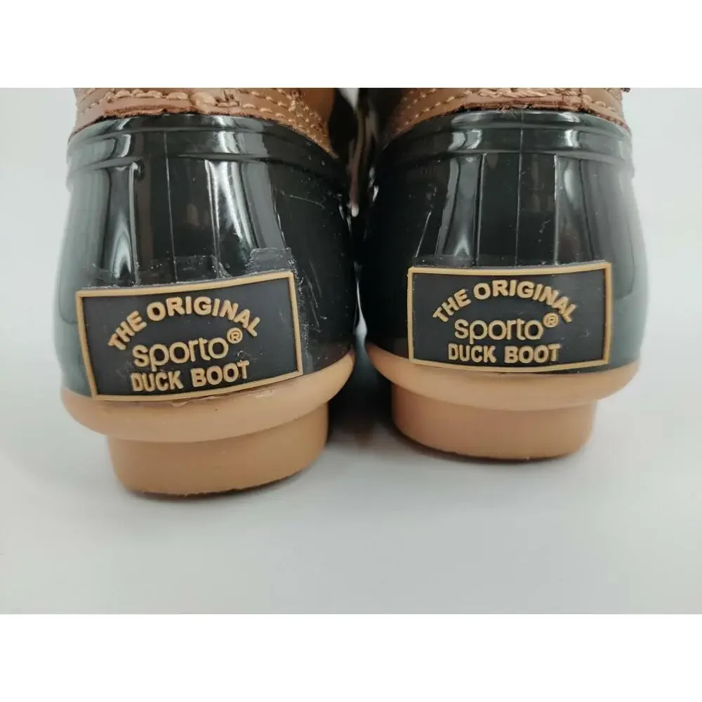 Sporto Duck Boots Mens‎ Size 6 Brown Black Waterproof Lace-Up Rugged